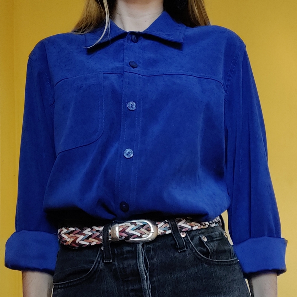 Blue button down blouse